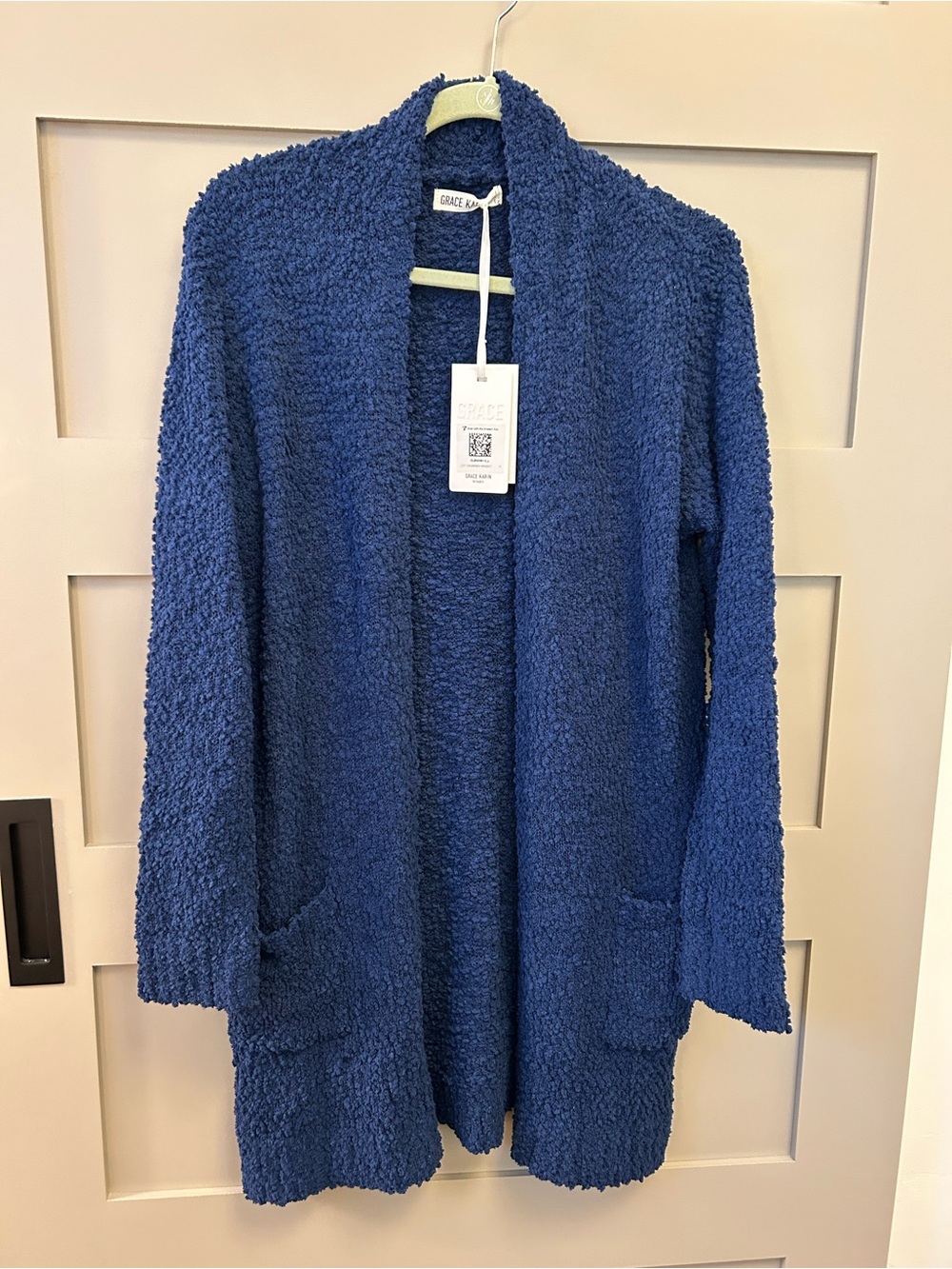 Grace Karin Blue Cozy Bouclé Open Cardigan